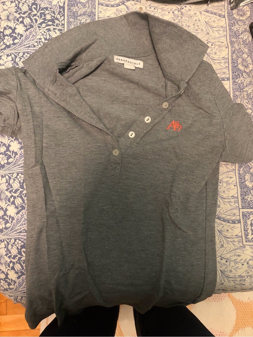 Aeropostale Grey Polo with Orange Embroidered A87
